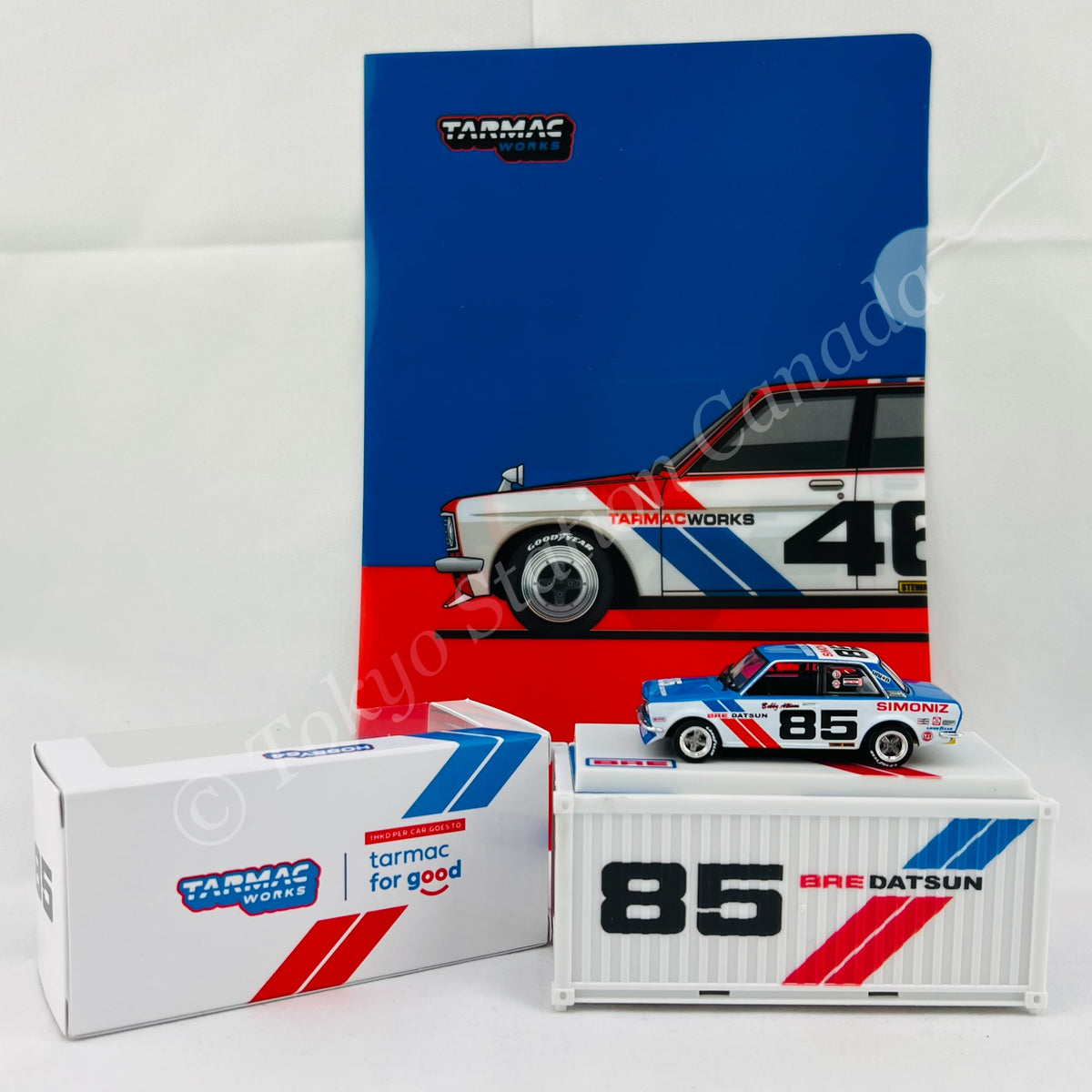 TARMAC WORKS HOBBY64 1/64 BRE Datsun 510 Trans-Am 2.5 Championship 1972  Bobby Allison with container T64-052-BRE85