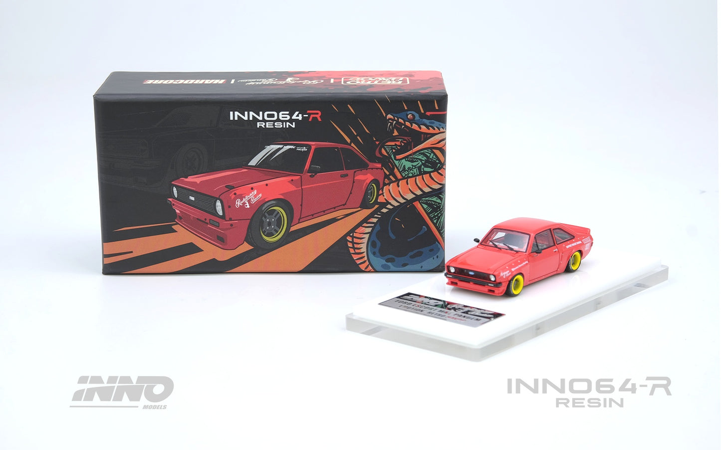 INNO64R 1/64 RESIN FORD ESCORT MK2 PANDEM "EMOTION" RETRO HAVOC Red IN64R-MK2P-RED