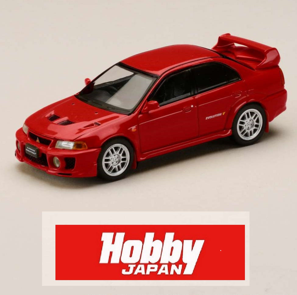 HOBBY JAPAN 1/64 MITSUBISHI LANCER GSR EVOLUTION 5 (CP9A) 1998 with Mud flap RED HJ642032AR