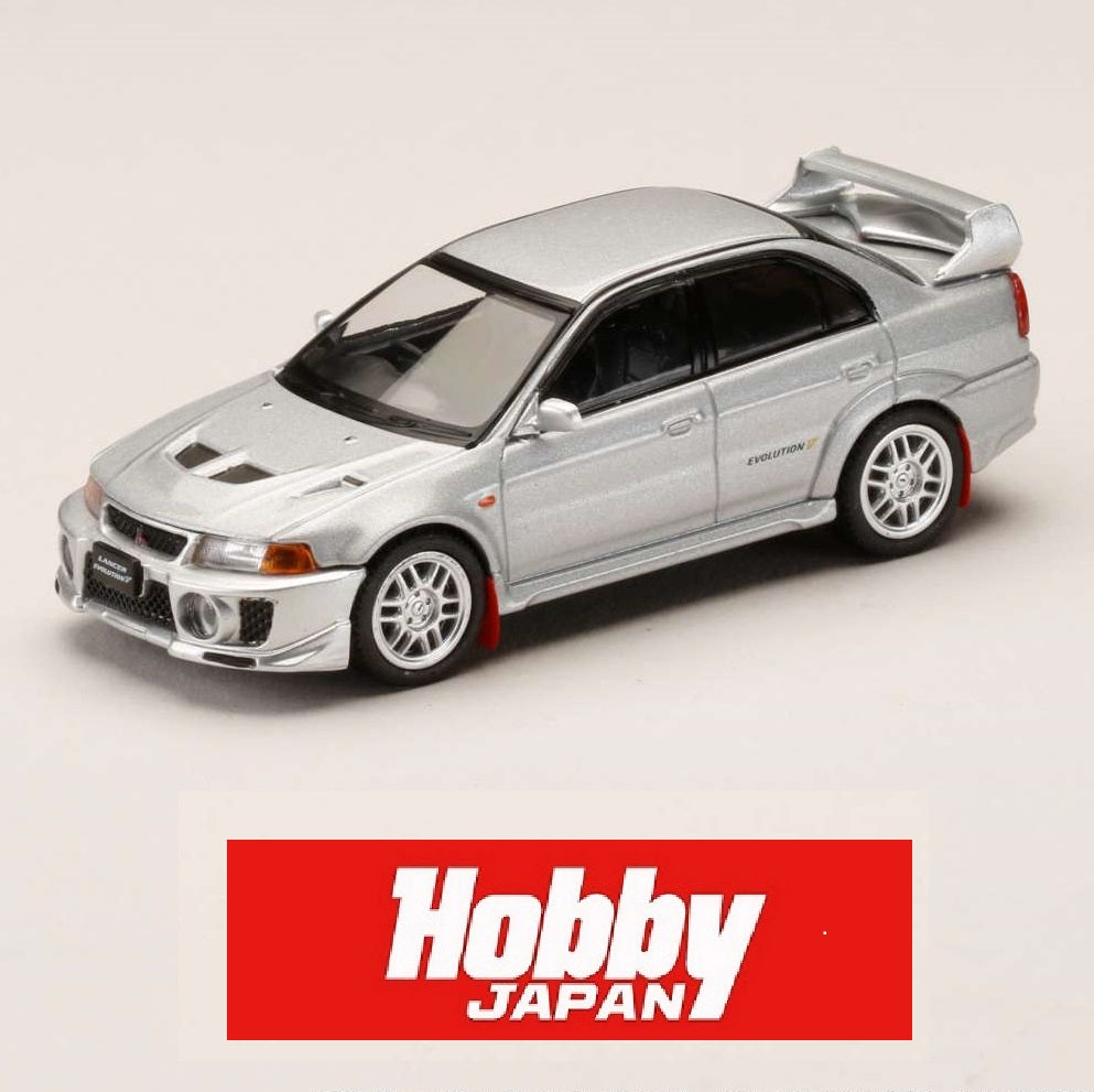 HOBBY JAPAN 1/64 MITSUBISHI LANCER GSR EVOLUTION 5 (CP9A) 1998 with Mud flap SILVER HJ642032AS