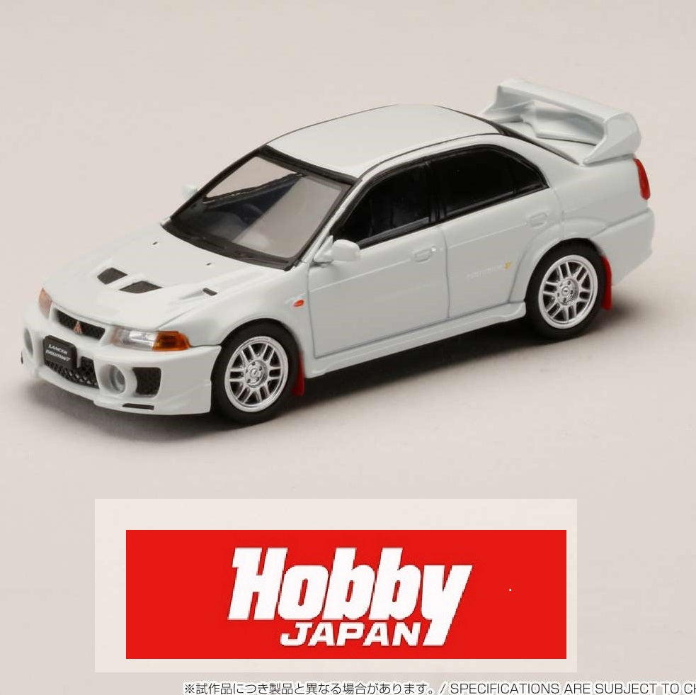 HOBBY JAPAN 1/64 MITSUBISHI LANCER GSR EVOLUTION 5 (CP9A) 1998 with Mud flap WHITE HJ642032AW