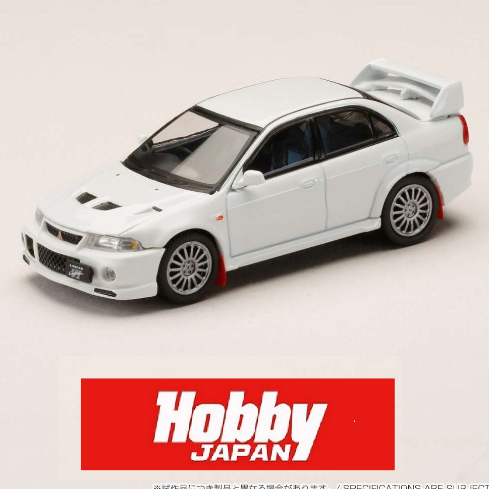 HOBBY JAPAN 1/64 MITSUBISHI LANCER GSR EVOLUTION 6 (CP9A) 1999 with Mud flap WHITE HJ642033AW