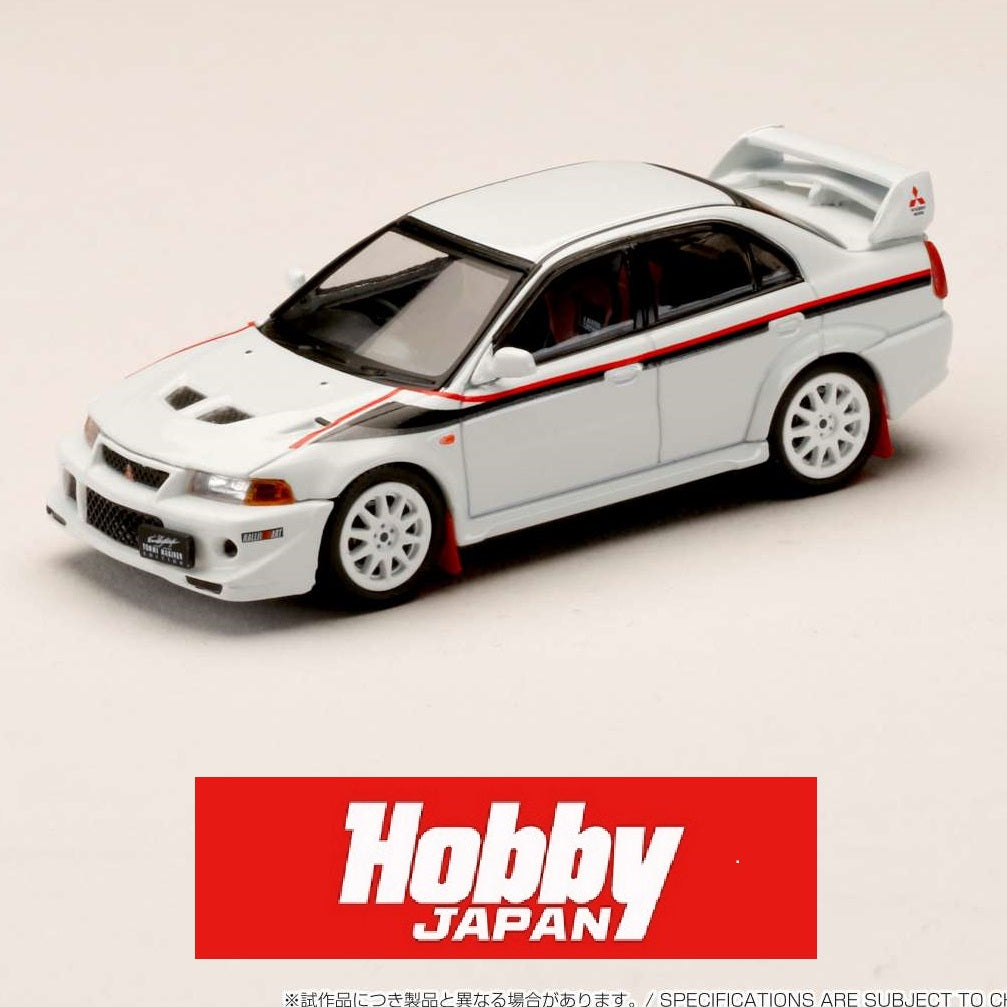 HOBBY JAPAN 1/64 MITSUBISHI LANCER GSR EVOLUTION 6 (T.M.E.) Special Coloring Package (GF-CP9A) 2000 with Mud flap WHITE HJ642033CW