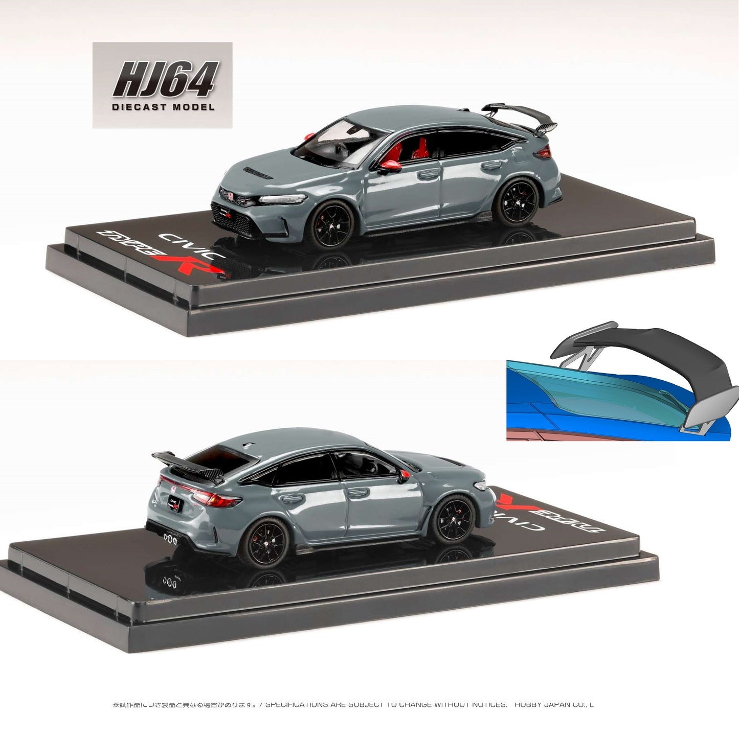 HOBBY JAPAN 1/64 Honda CIVIC TYPE R (FL5) Genuine Options SONIC GRAY PEARL HJ642063GM