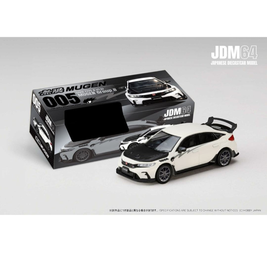 PREORDER HOBBY JAPAN JDM64 1/64 CIVIC TYPE R (FL5) MUGEN Group.B (2025) - CHAMPIONSHIP WHITE HJDM005B-29 (Approx. Release Date : Q4 2026 subjects to the manufacturer's final decision)