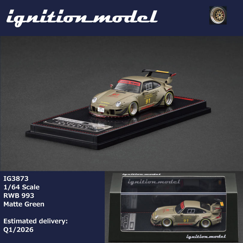 ミニカー Ignition model 1:64 RWB PREORDER Ignition Model 1/64 RWB 993 Matte Green IG3873