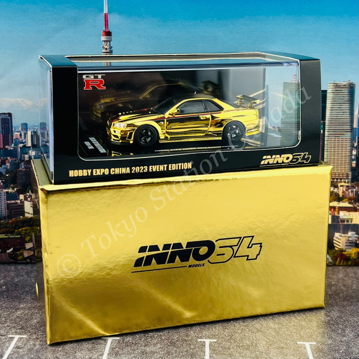 INNO64 1/64 NISSAN SKYLINE GT-R (R34) NISMO R-Tune Gold 