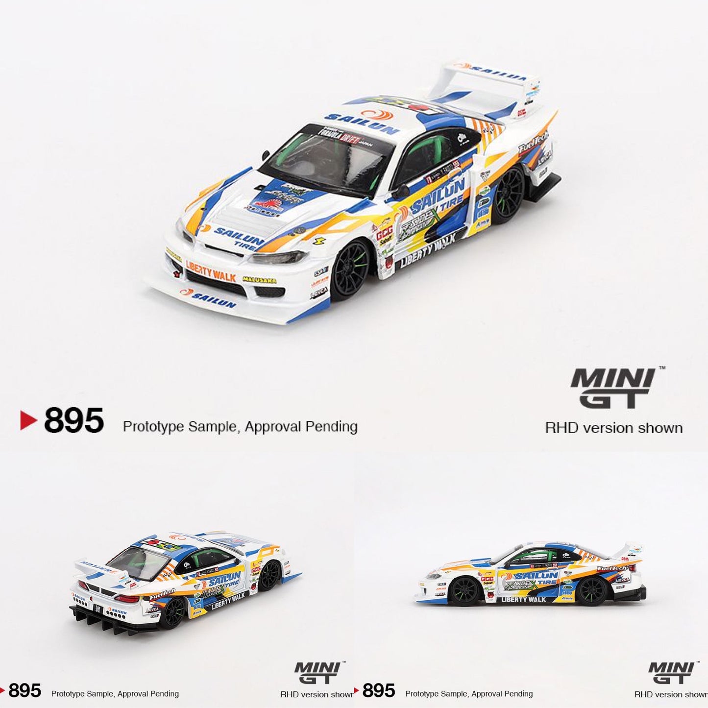 MINI GT 1/64 Nissan LB-Super Silhouette S15 SILVIA #555 2023 Formula Drift Japan MGT00895-BL