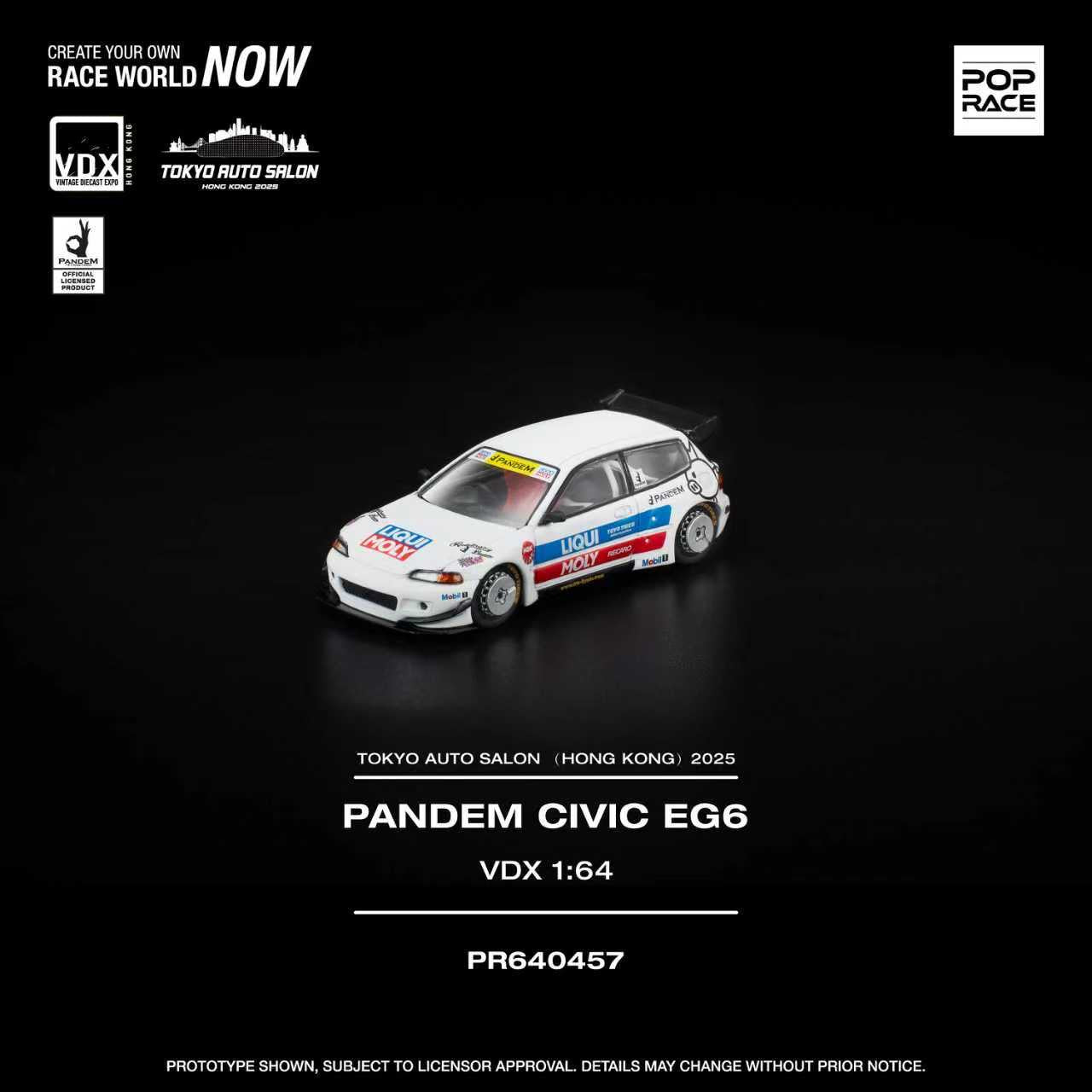 POPRACE x VDX 1/64 PANDEM CIVIC EG6 TASHK 2025 Exclusive Model PR640457