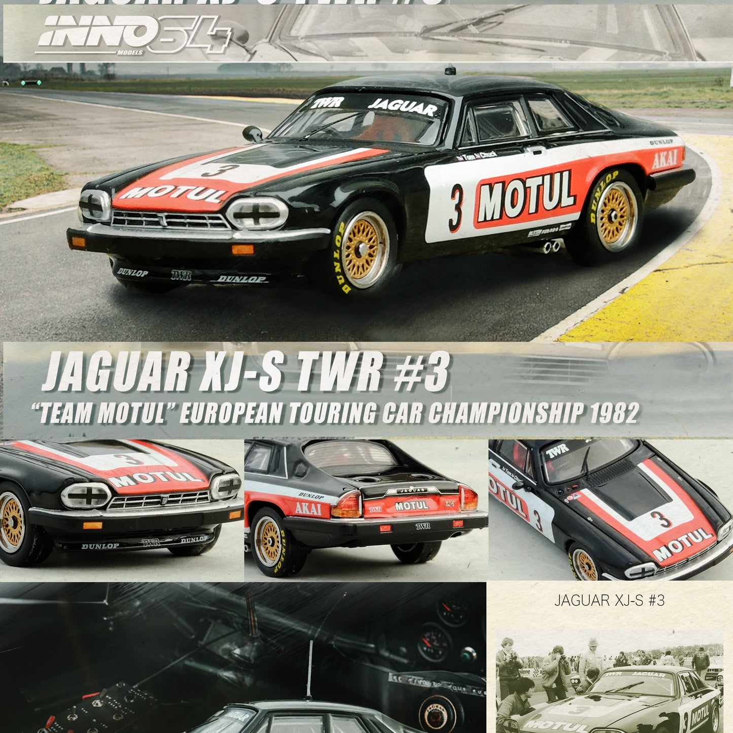 INNO64 1/64 JAGUAR XJ-S TWR #3 "TEAM MOTUL" European Tooling Car Championship 1982 T. Walkinshaw / C. Nicholson IN6-XJS-TWR3