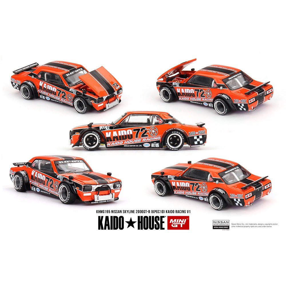 PREORDER MINI GT x Kaido House 1/64 Nissan Skyline 2000GT-R (KPGC10) Kaido Racing V1 KHMG195 (Approx. Release Date : Q3 2025 subject to manufacturer's final decision)