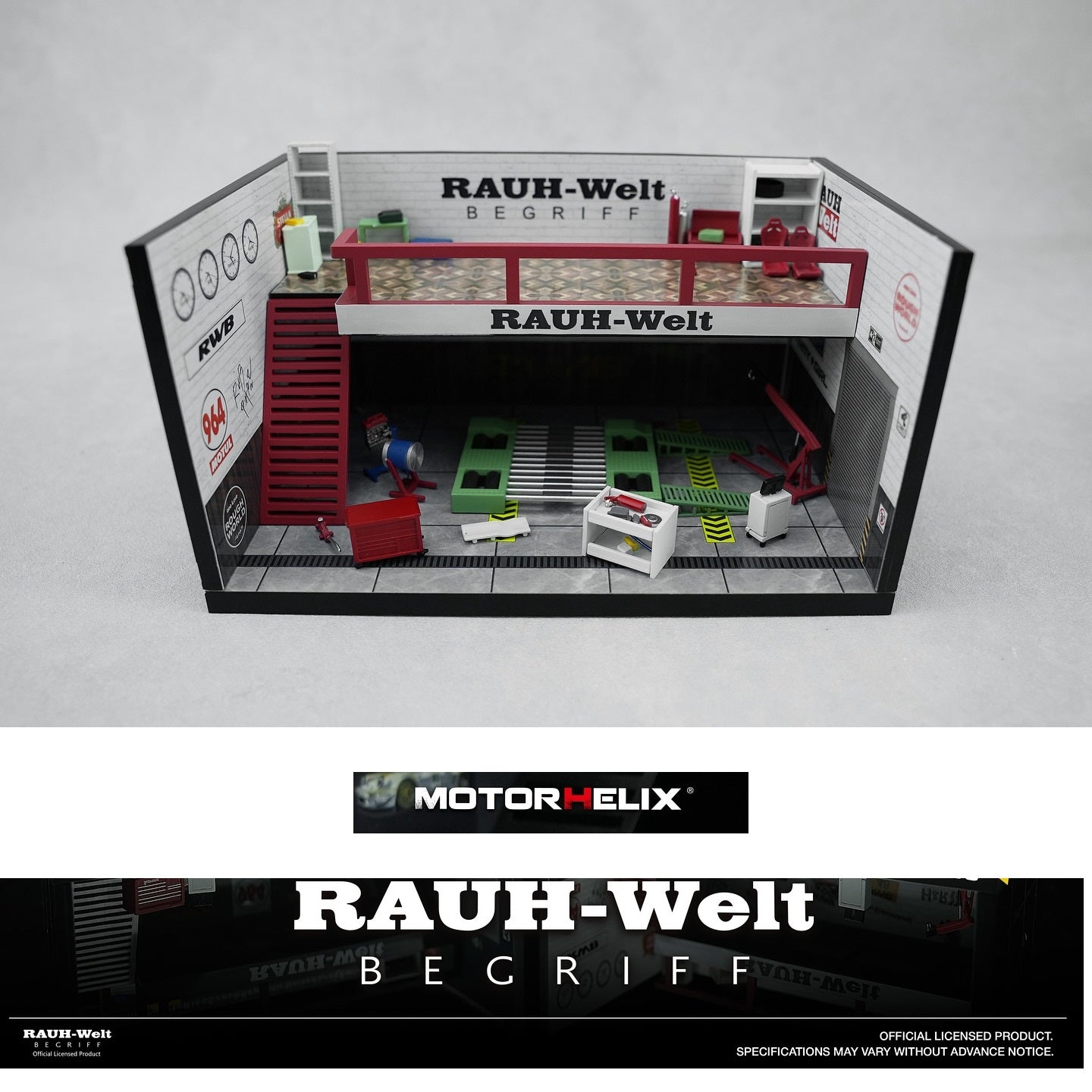 PREORDER Motorhelix 1/64 Garage Scene Set - RWB Theme Garage White M920220 (Approx. Release Date: Q2 2026 and subject to the manufacturer's final decision)