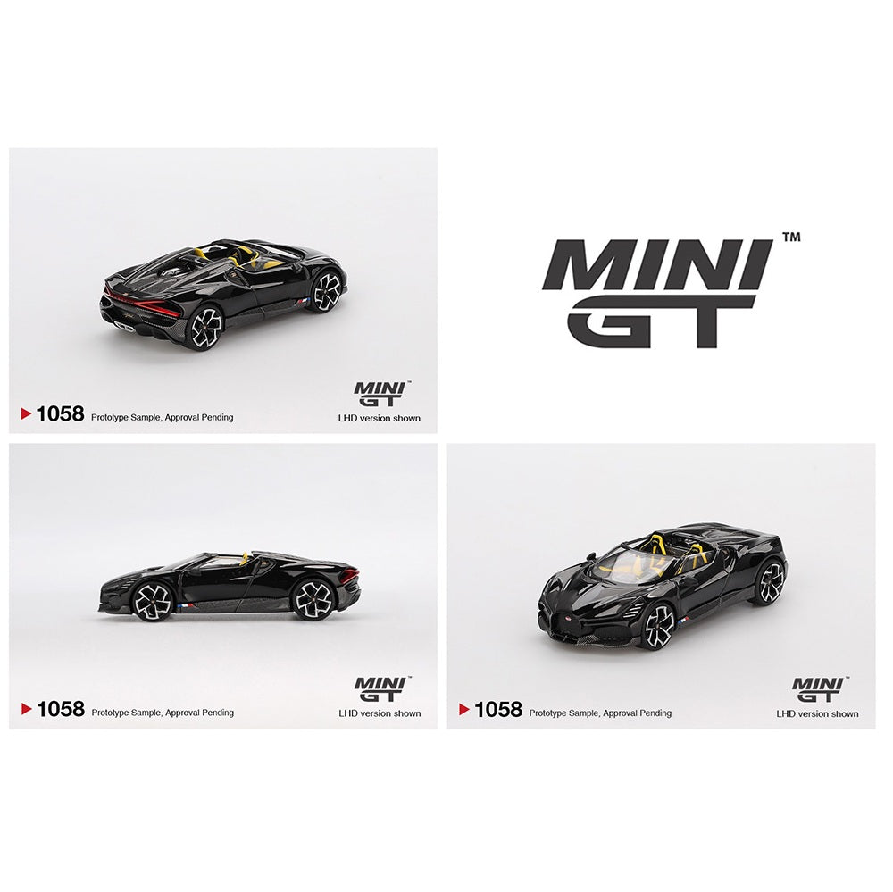 MINI GT 1/64 Bugatti W16 – Mistral Black MGT01058-BL