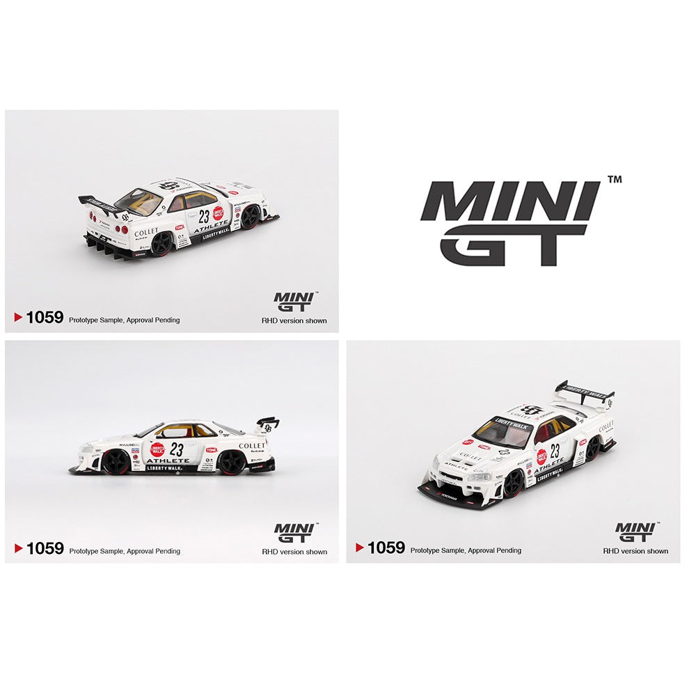 MINI GT 1/64 Nissan LB-ER34 Super Silhouette ATHLETE/COLLET – White MGT01059-BL