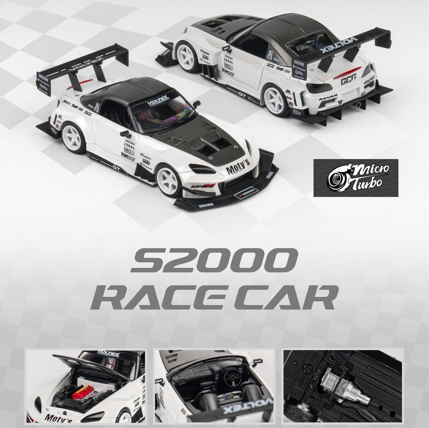 Micro Turbo 1/64 Custom S2000 - Metallic White MT6408A5