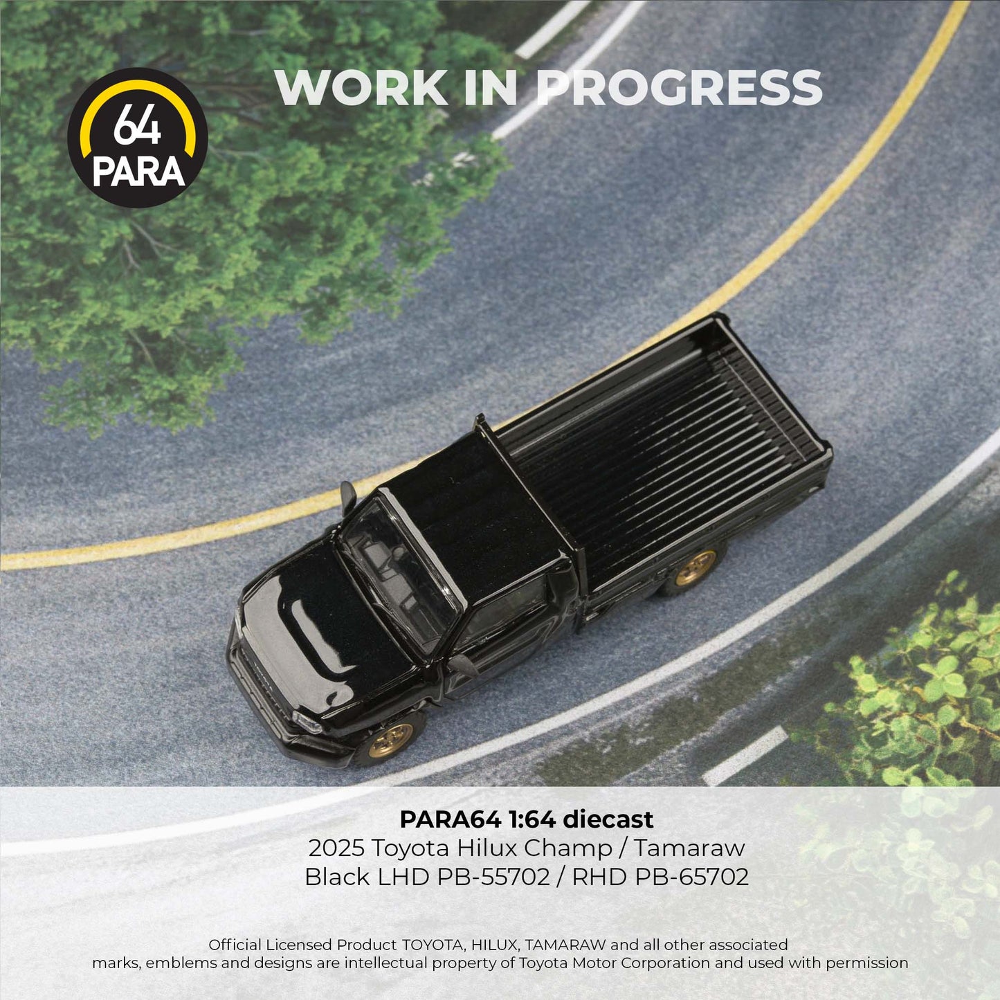 PREORDER PARA64 1/64 2025 Toyota Hilux Champ Tamaraw Black (LHD) PB-55702 (Approx. Release Date : Q2 2026 subject to manufacturer's final decision)