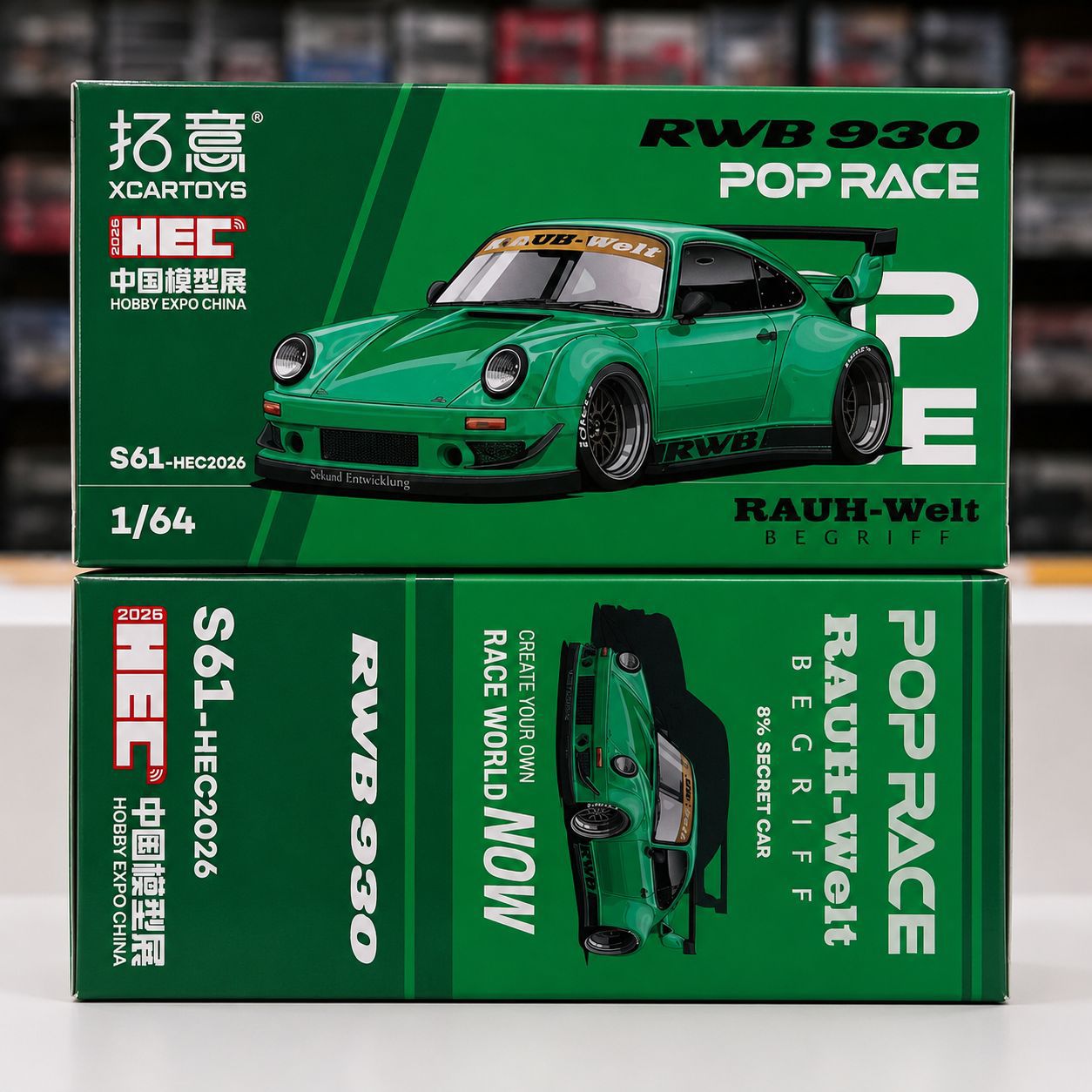 POPRACE 1/64 RWB 930 Green HEC 2026 (CHASE CARS ARE RAMDOMLY PACKED) **Limited ONE per customer**