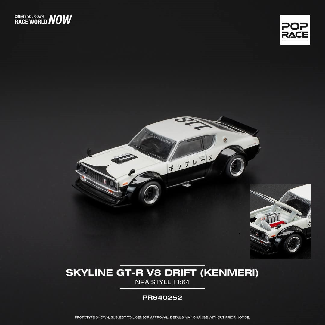 POPRACE 1/64 SKYLINE GT-R V8 DRIFT (KENMERI) - NPA STYLE PR640252