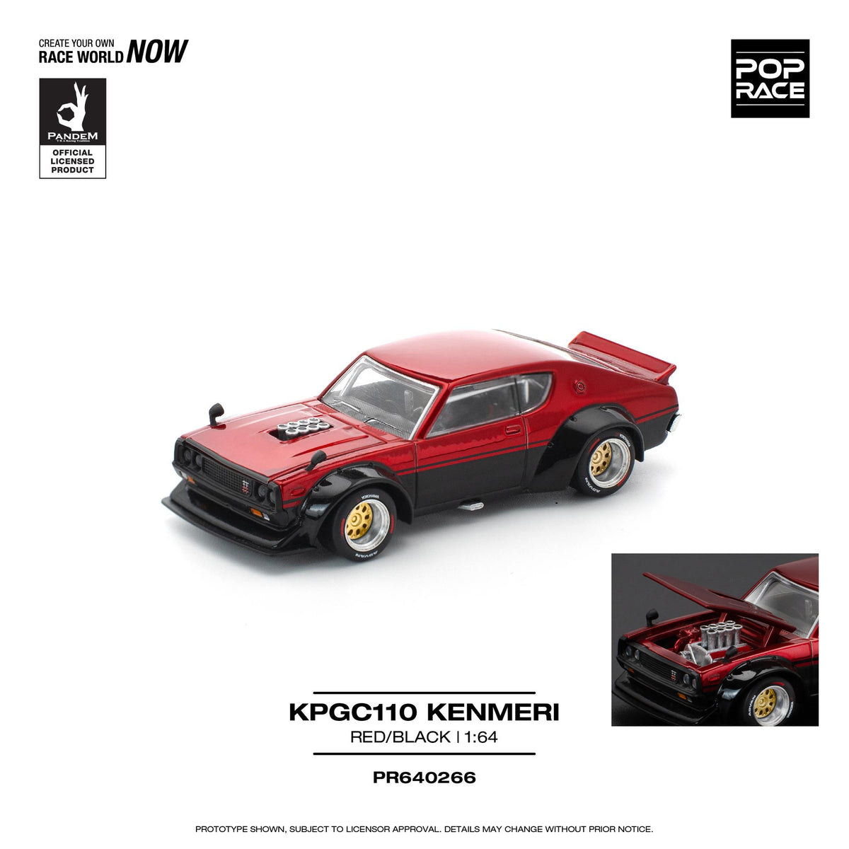 KiNaRi PREORDER POPRACE 1/64 KPGC110 KENMERI - RED/BLACK PR640266