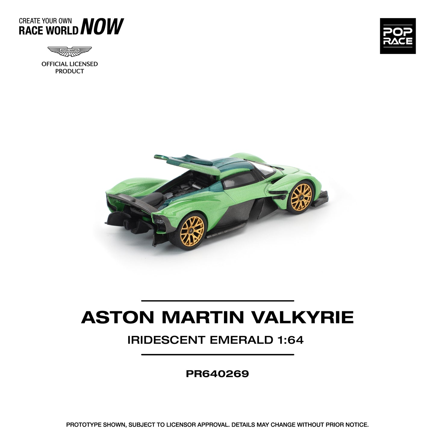 PREORDER POPRACE 1/64 ASTON MARTIN VALKYRIE IRIDESCENT EMERALD PR640269 (Approx. Release Date: Q4 2025 and subject to the manufacturer's final decision)