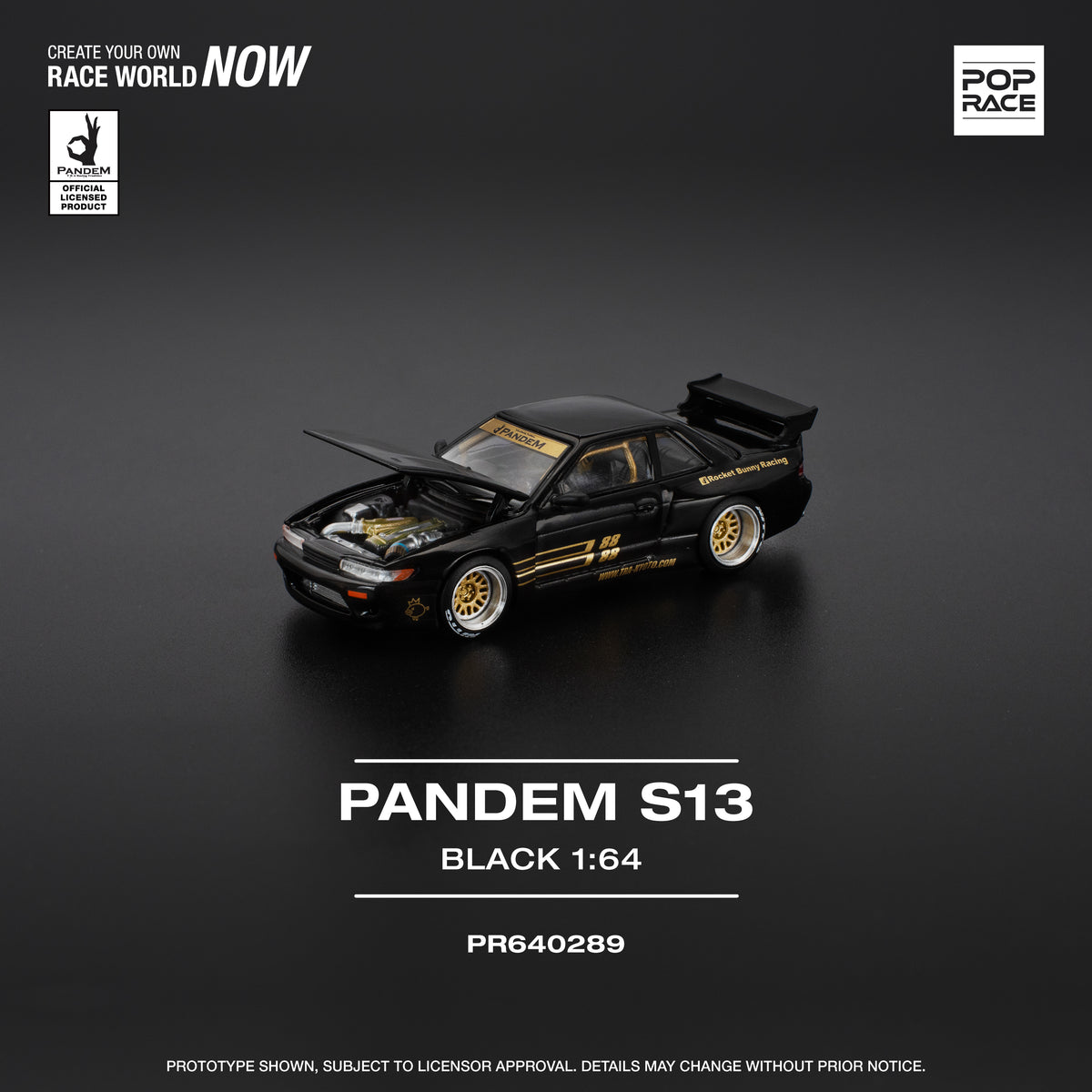 PREORDER POPRACE 1/64 PANDEM SILVIA S13 - BLACK PR640289