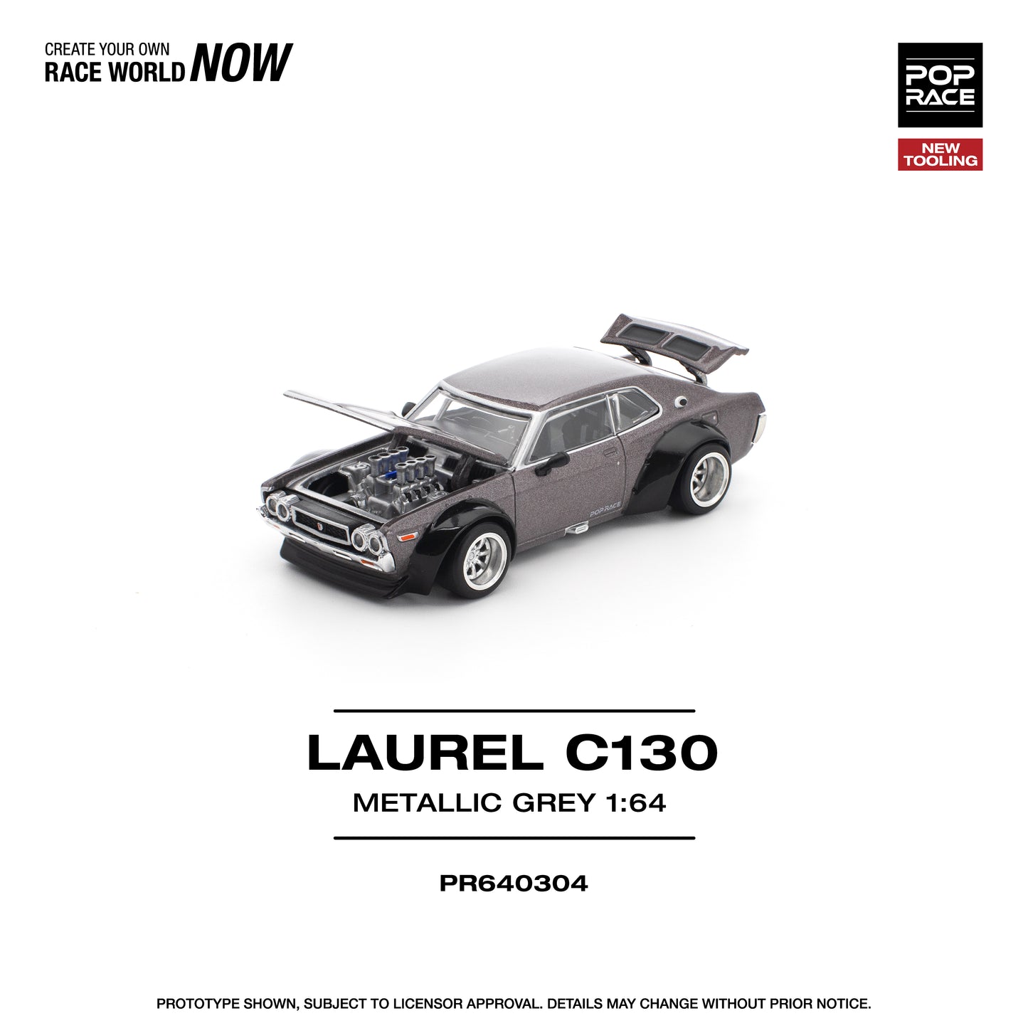 PREORDER POPRACE 1/64 LAUREL C130 METALLIC GREY PR640304 (Approx. Release Date: Q4 2025 and subject to the manufacturer's final decision)
