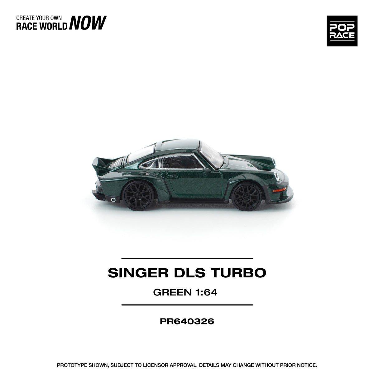 PREORDER POPRACE 1/64 SINGER DLS TURBO (ROAD) GREEN PR640326