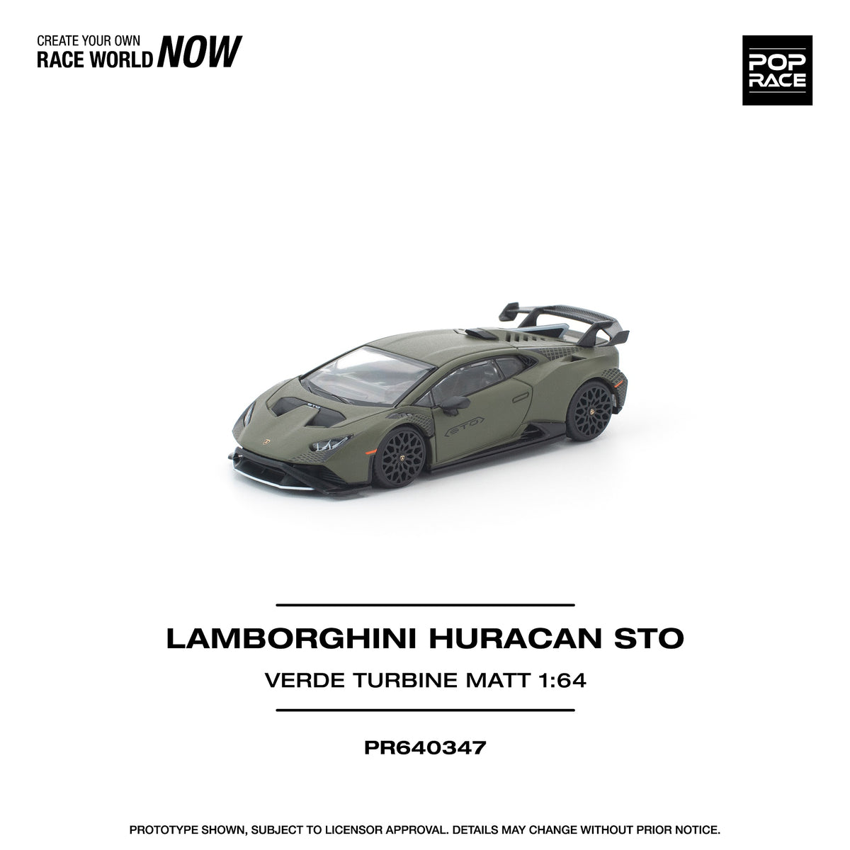 PREORDER POPRACE 1/64 LAMBORGHINI HURACAN STO VERDE TURBINE MATT