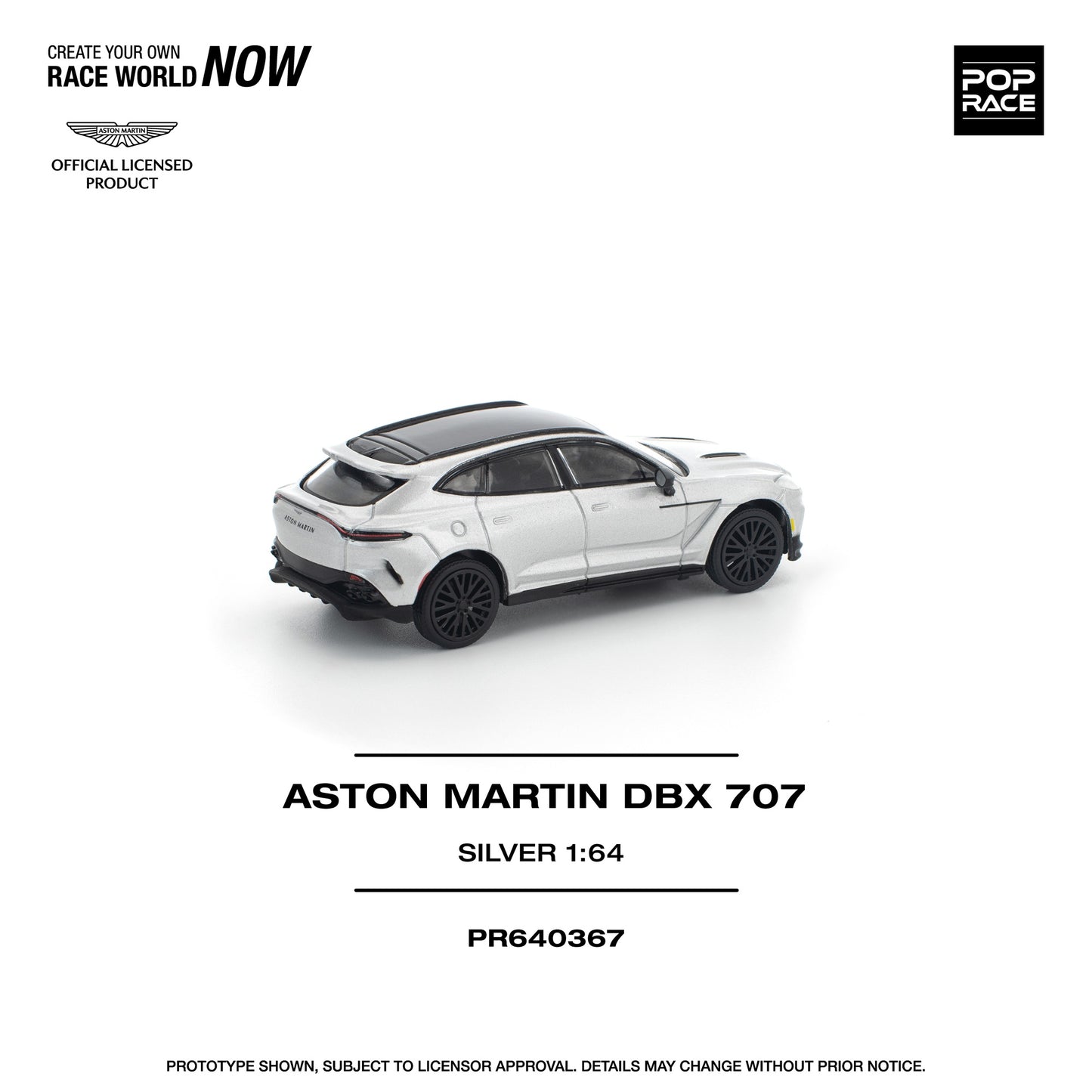 PREORDER POPRACE 1/64 ASTON MARTIN DBX 707 SILVER PR640367 (Approx. Release Date: Q3 2026 and subject to the manufacturer's final decision)