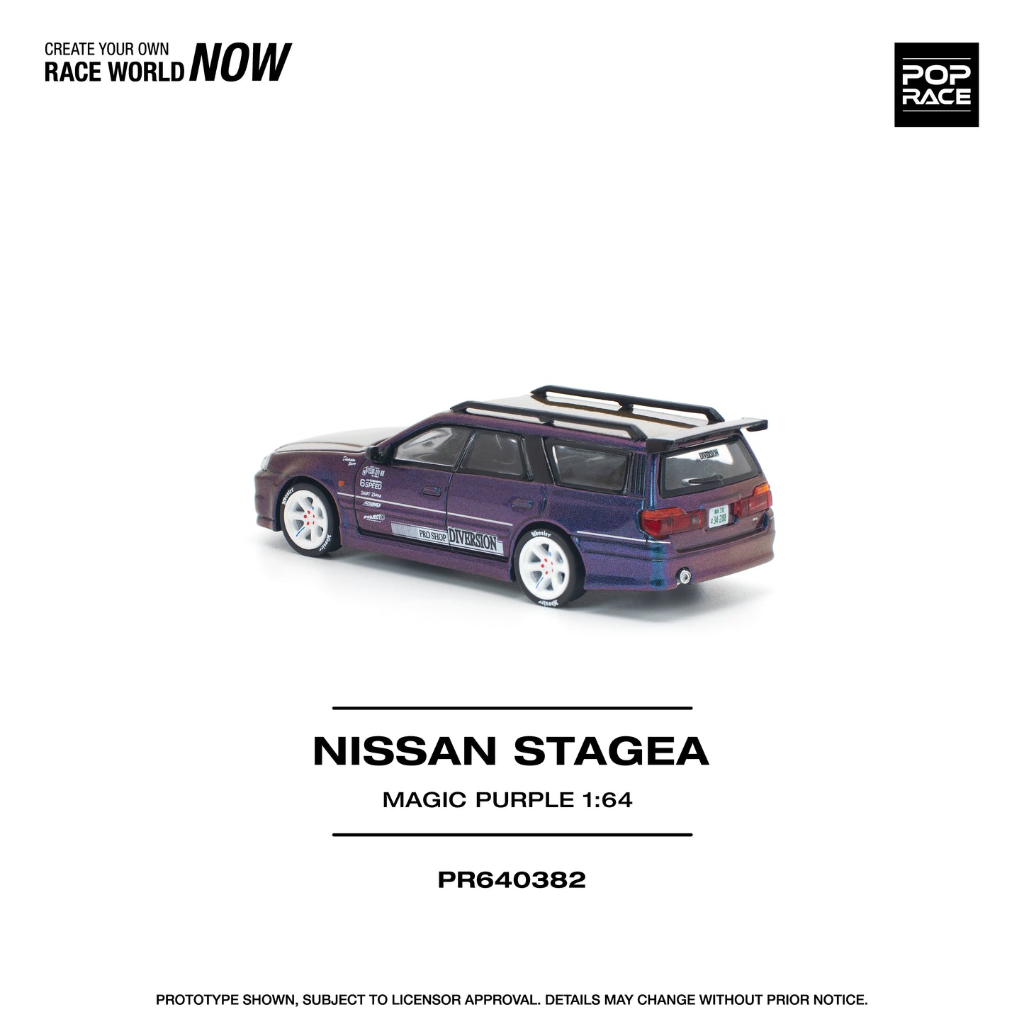 PREORDER POPRACE 1/64 NISSAN STAGEA MAGIC PURPLE PR640382 (Approx. Release Date: Q4 2025 and subject to the manufacturer's final decision)
