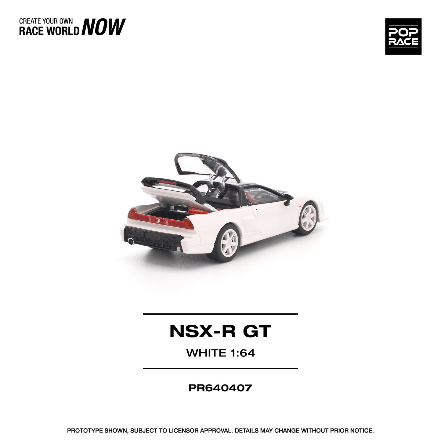 PREORDER POPRACE 1/64 HONDA NSX-R GT WHITE PR640407 (Approx. Release Date: Q3 2026 and subject to the manufacturer's final decision)