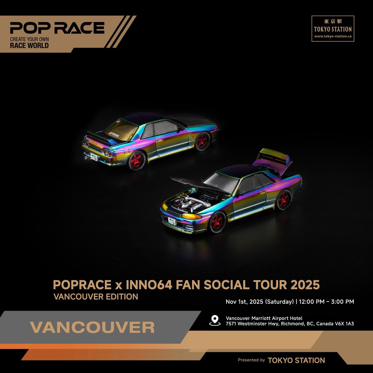 POPRACE 1/64 SKYLINE GT-R R32 Magic Chrome VANCOUVER Edition PR640424