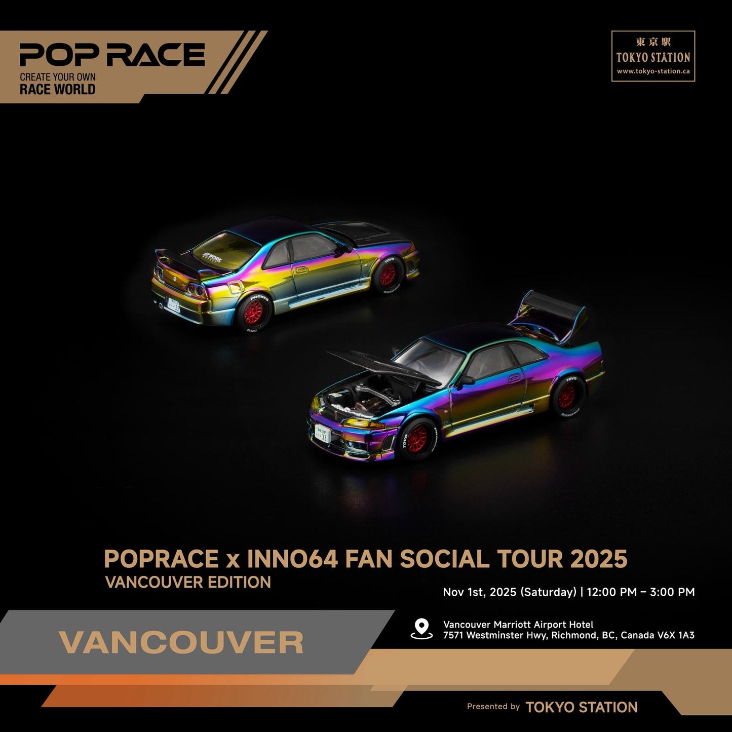 POPRACE 1/64 SKYLINE GT-R R33 Magic Chrome VANCOUVER Edition PR640425