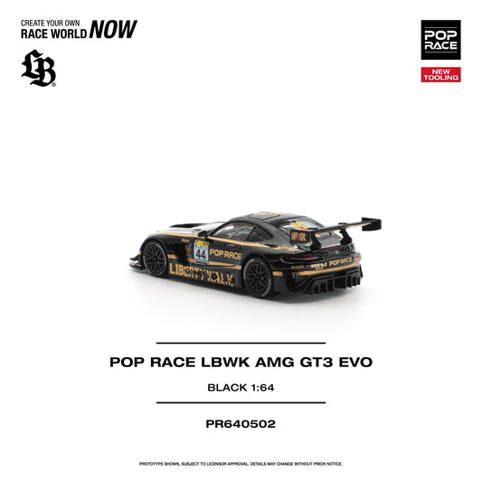 PREORDER POPRACE 1/64 POP RACE LBWK AMG GT3 EVO - BLACK PR640502 (Approx. Release Date: Q1 2027 and subject to the manufacturer's final decision)