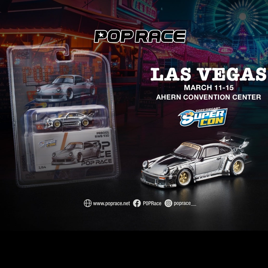 ポップレース 1/64 RWB 930 シルバークローム POPRACE 1/64 RWB 930 Silver Chrome - Las Vegas Supercon 2026