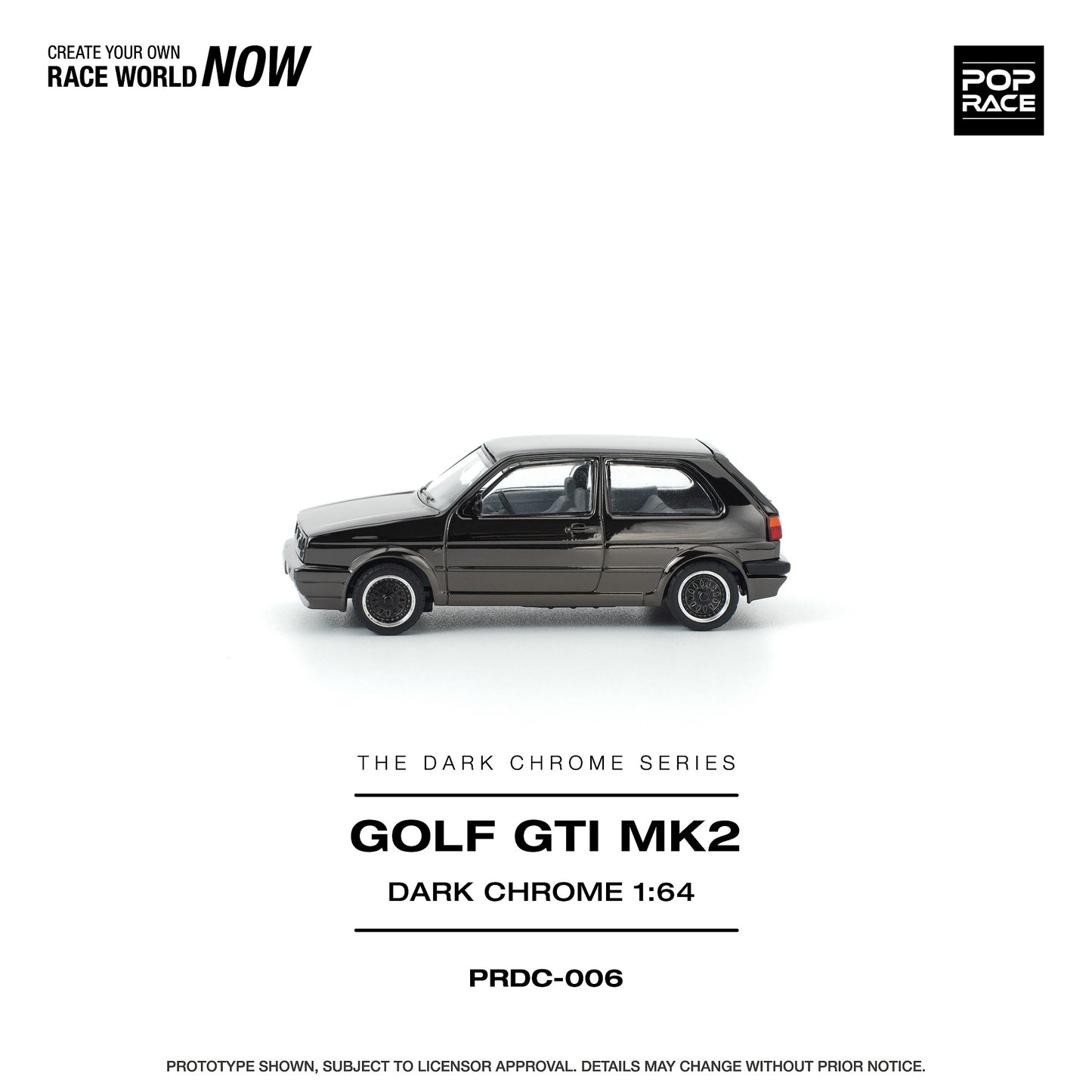 PREORDER POPRACE 1/64 GOLF GTI MK2 DARK CHROME PRDC006 (Approx. Release Date: Q1 2026 and subject to the manufacturer's final decision)