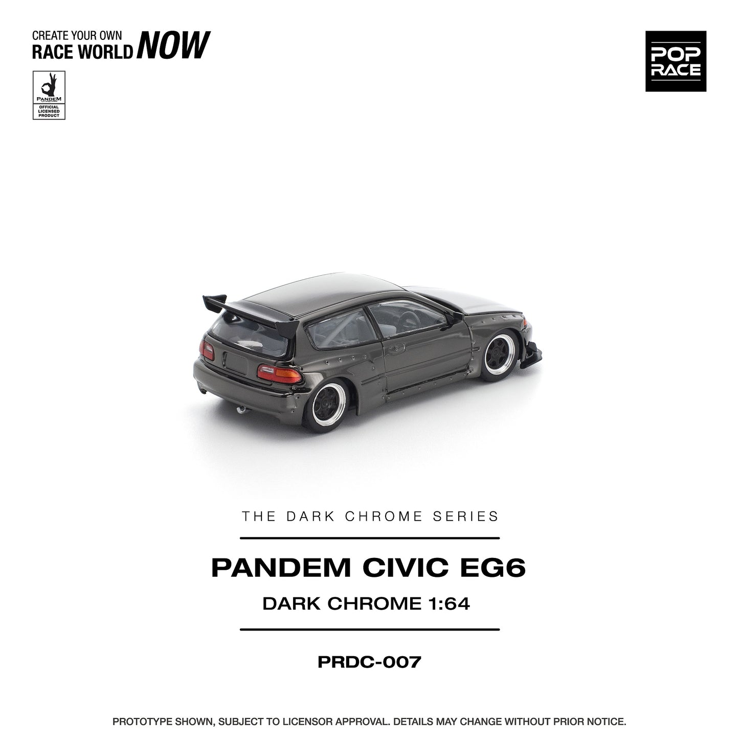 PREORDER POPRACE 1/64 PANDEM CIVIC EG6 DARK CHROME PRDC007 (Approx. Release Date: Q1 2026 and subject to the manufacturer's final decision)