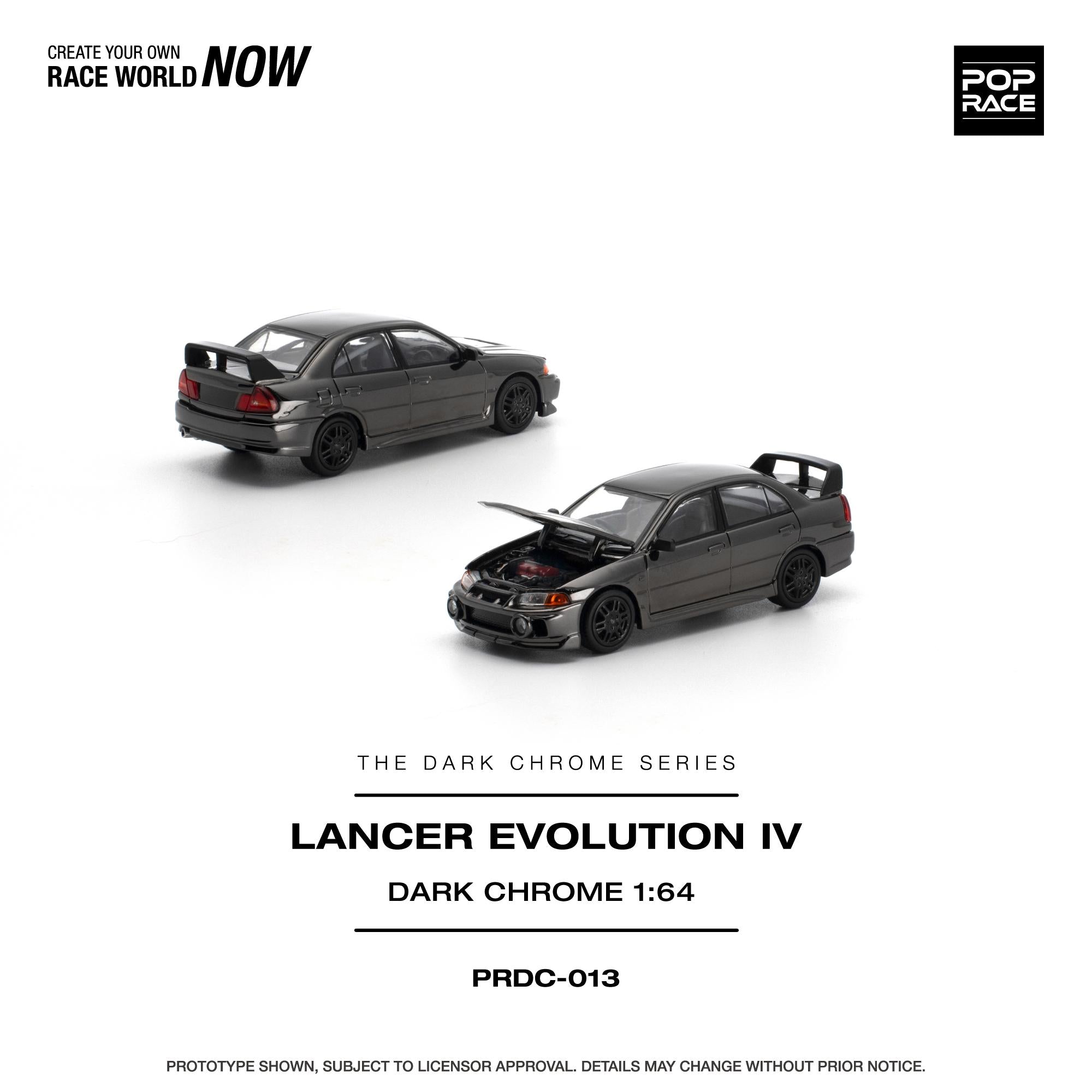 PREORDER POPRACE 1/64 LANCER EVOLUTION IV - DARK CHROME PRDC013