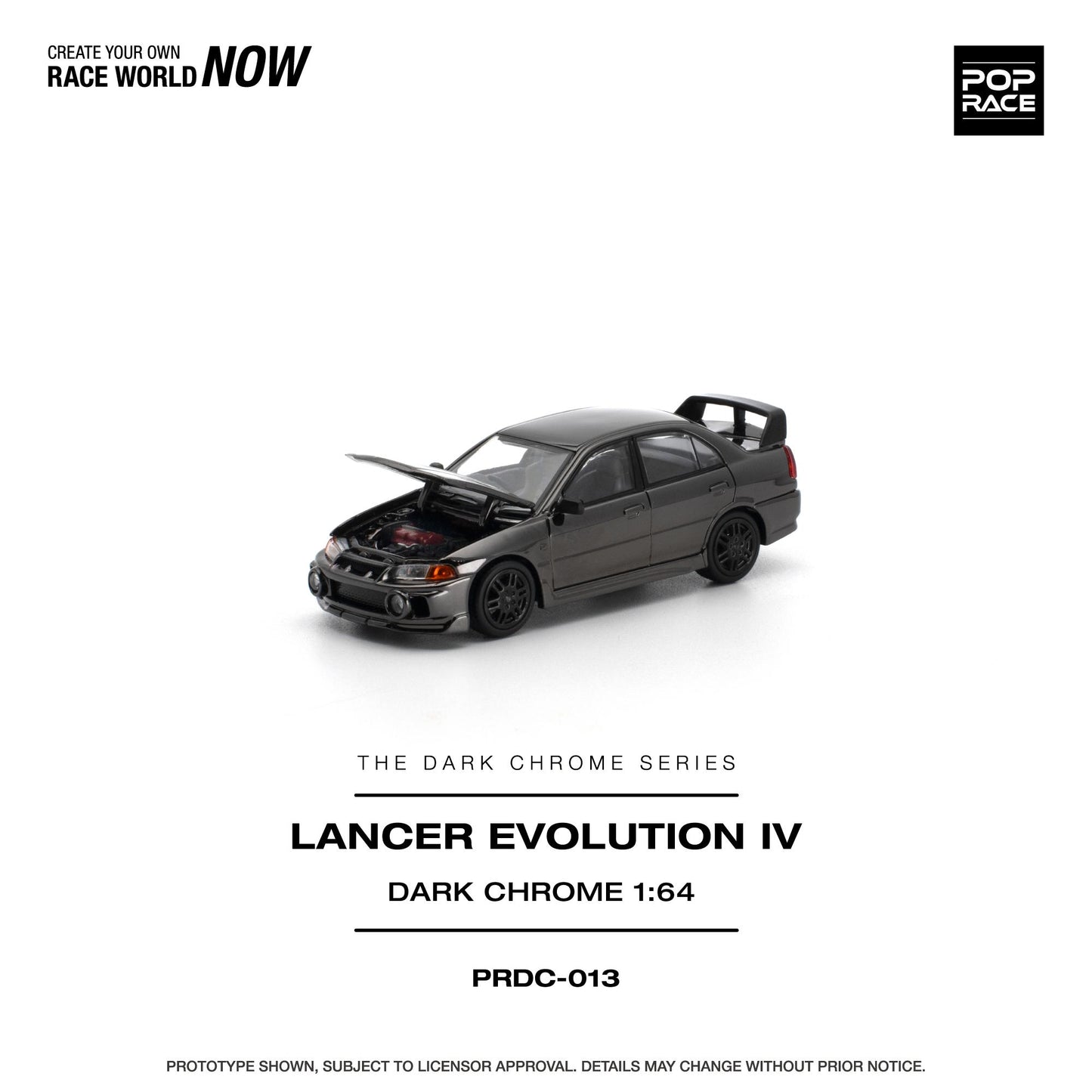 PREORDER POPRACE 1/64 LANCER EVOLUTION IV - DARK CHROME PRDC013 (Approx. Release Date: Q1 2027 and subject to the manufacturer's final decision)