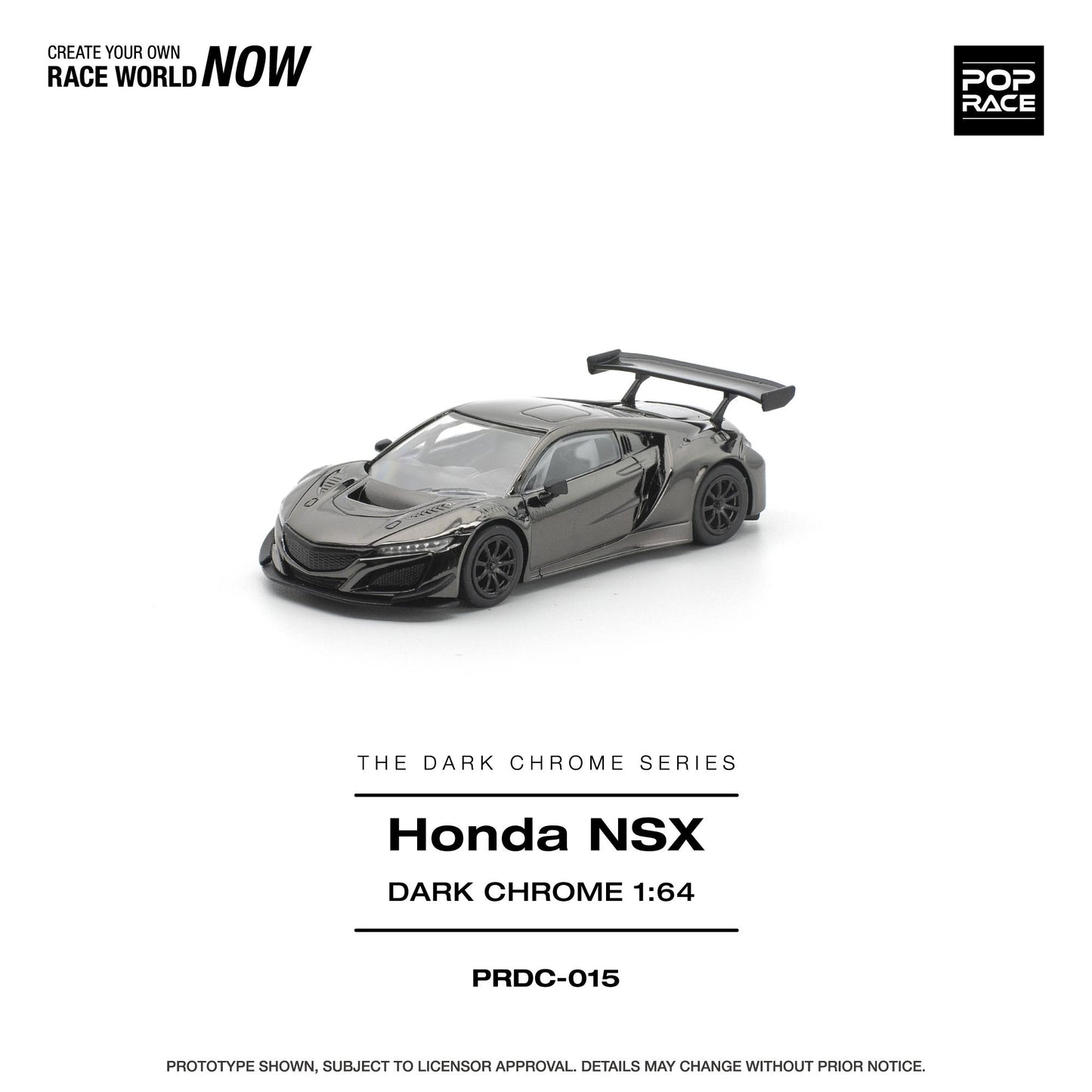 PREORDER POPRACE 1/64 POPRACE 1/64 HONDA NSX GT3 EV022 - DARK CHROME PRDC015 (Approx. Release Date: Q1 2027 and subject to the manufacturer's final decision)