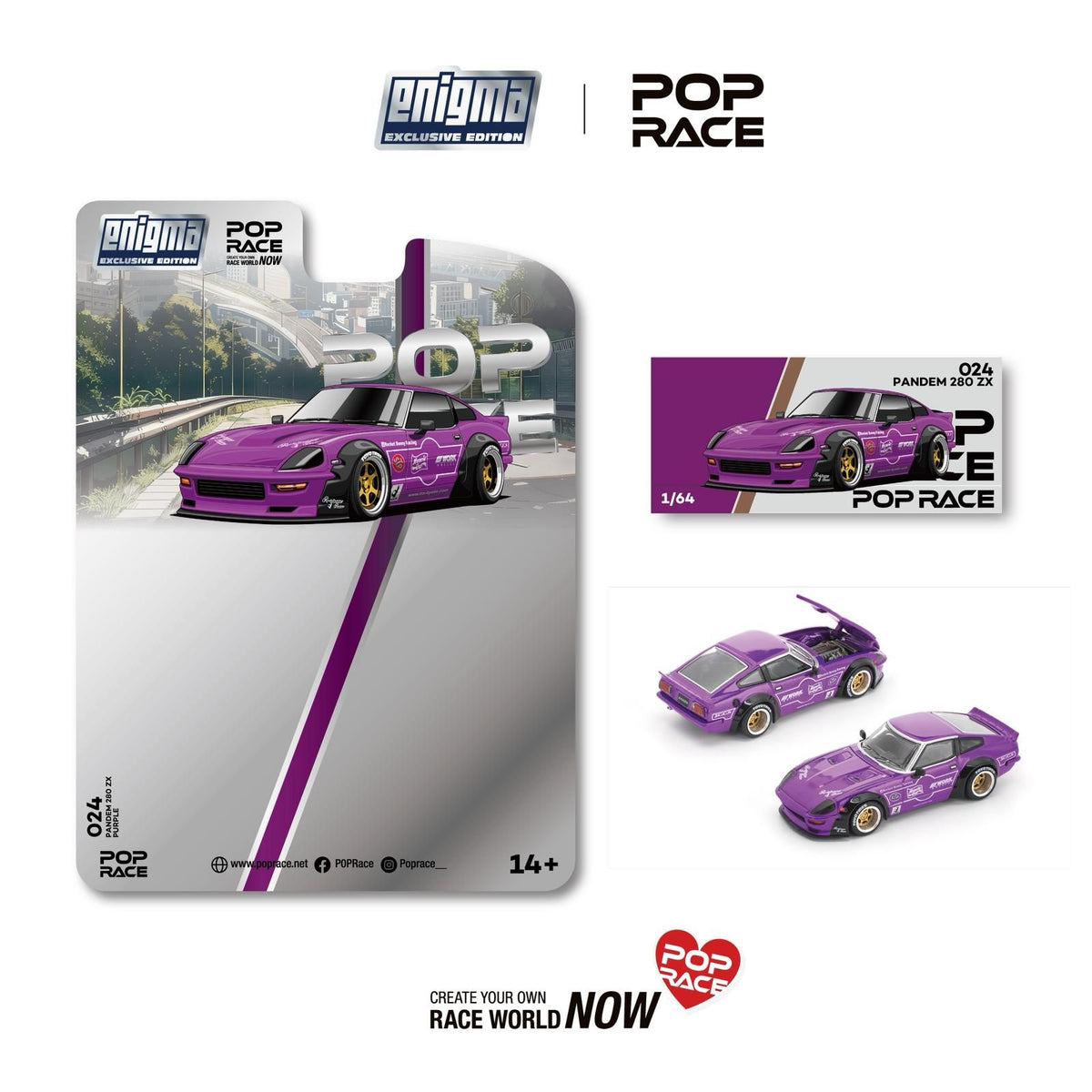 PREORDER POPRACE 1/64 Pandem 280ZX Purple (enigma exclusive