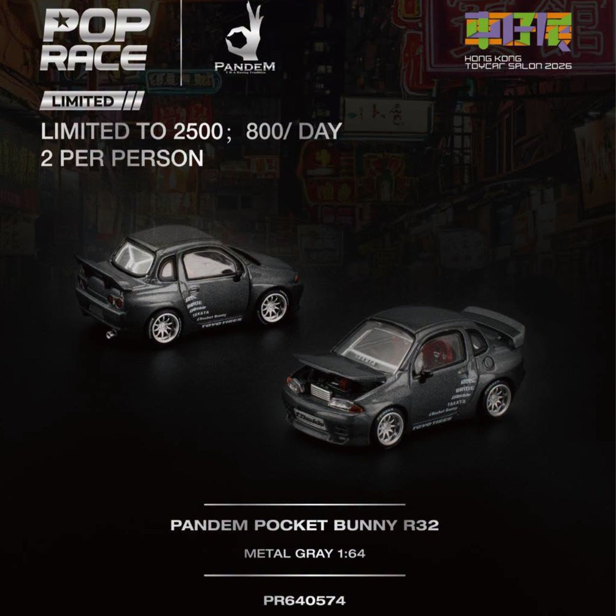 POPRACE 1/64 PANDEM POCKET BUNNY QR32 Metal Grey Hong Kong Toy Car Salon 2026 PR640574