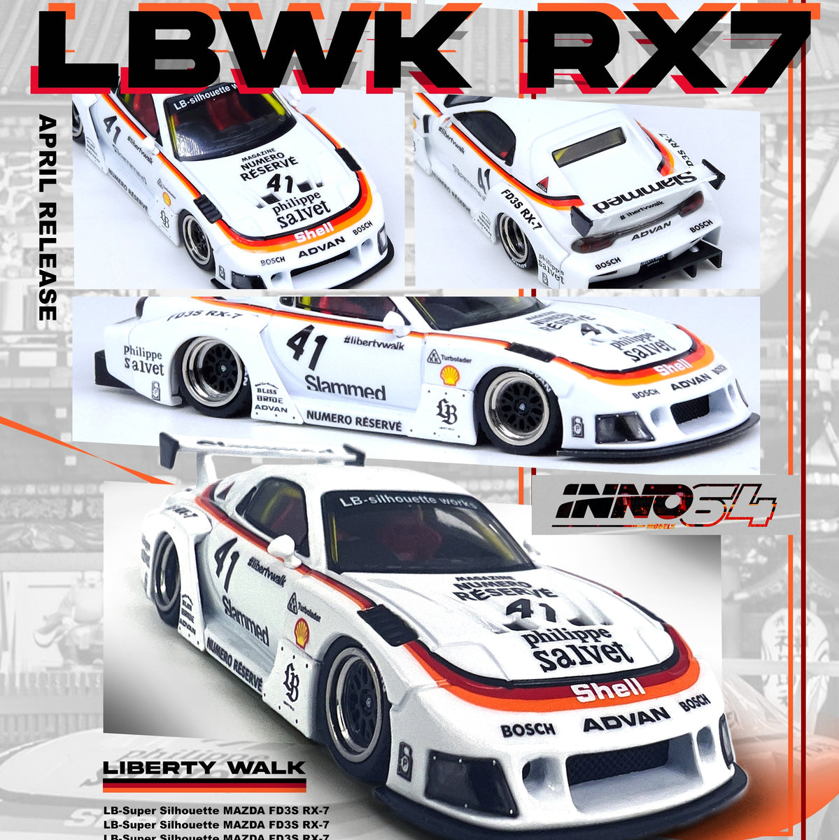 Inno64 1 64 Mazda Rx7 (fd3s) Lb-super Silhouette - White In64-lbwk-rx7 