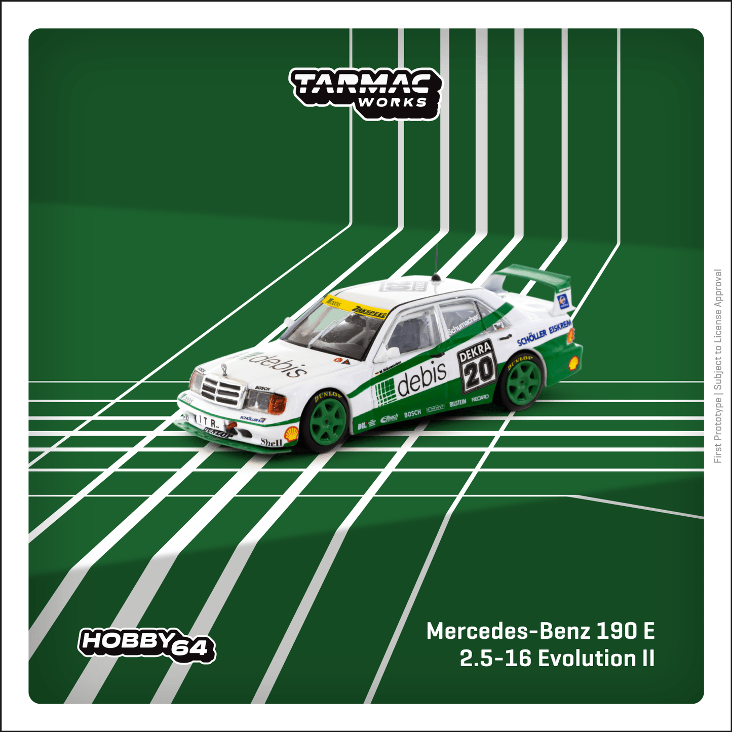 TARMAC WORKS HOBBY64 1/64 Mercedes-Benz 190 E 2.5-16 Evolution II DTM 1991 Michael Schumacher T64-024-91DTM20