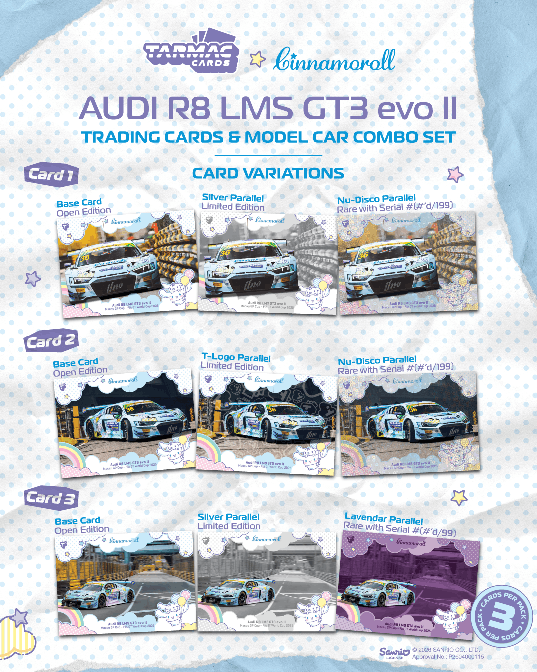 PREORDER Tarmac Works HOBBY64 1/64 Audi R8 LMS GT3 evo II Macau GT Cup - FIA GT World Cup 2025 Uno Racing Adderly Fong Model Car + Trading Cards Combo Set T64-043-25MGP36 (Approx. Release Date : SEP 2026 subject to manufacturer's final decision)