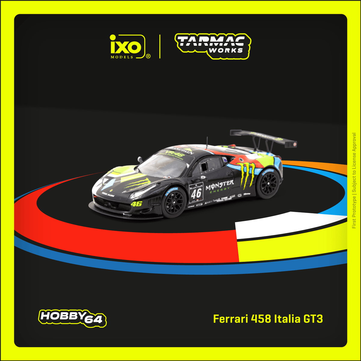 PREORDER TARMAC WORKS HOBBY64 1/64 Ferrari 458 Italia GT3 Blancpain  Endurance Series 2012 – MONZA V. Rossi / A. Salucci / A.Ceccato  T64-073-12BGT46M 