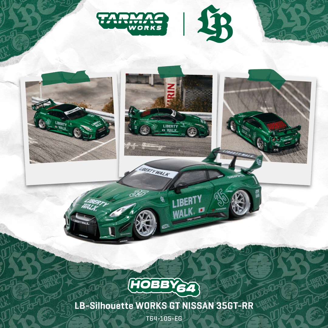PREORDER Tarmac Works HOBBY64 1/64 LB-Silhouette WORKS GT NISSAN 35GT-RR Emerald green (Display Case) T64-105-EG (Approx. Release Date : Q4 2026 subject to manufacturer's final decision)