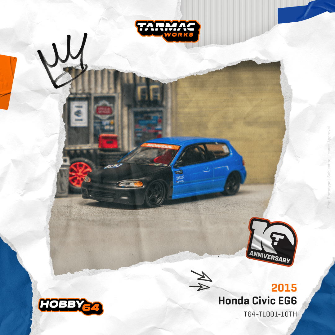TARMAC WORKS HOBBY64 1/64 Honda Civic EG6 Tarmac Works 10th Anniversary T64-TL001-10TH