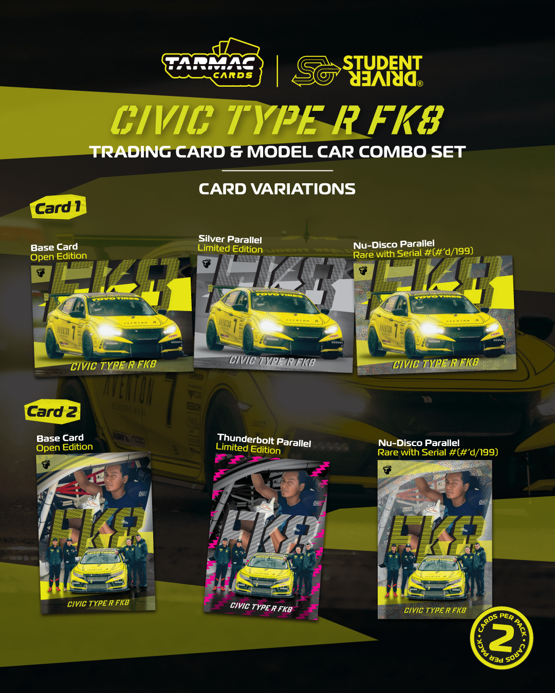 PREORDER TARMAC HOBBY64 1/64 Honda Civic TYPE R FK8 NASA Western Endurance Racing Championship 2022 Model Car + Trading Cards Combo Set T64-TL014-SD07 (Approx. Release Date : APR 2026 subject to manufacturer's final decision)