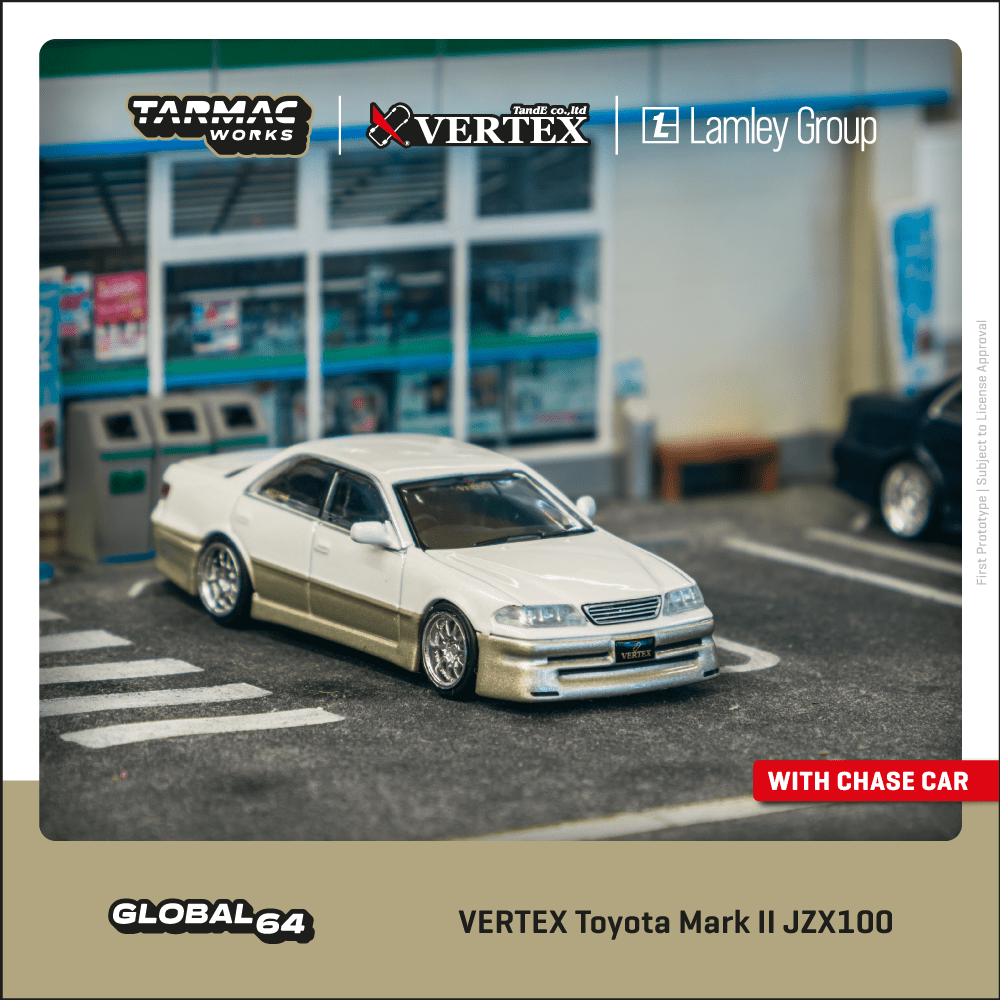 PREORDER Tarmac Works GLOBAL64 1/64 VERTEX Toyota Mark II JZX100 White  Metallic Lamley Special Edition T64G-024-WH (Approx. Release Date : APRIL  2024 